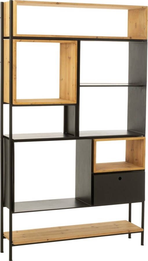 J-Line Schap Tina Hout Ijzer Zwart Naturel Large - Foto 2