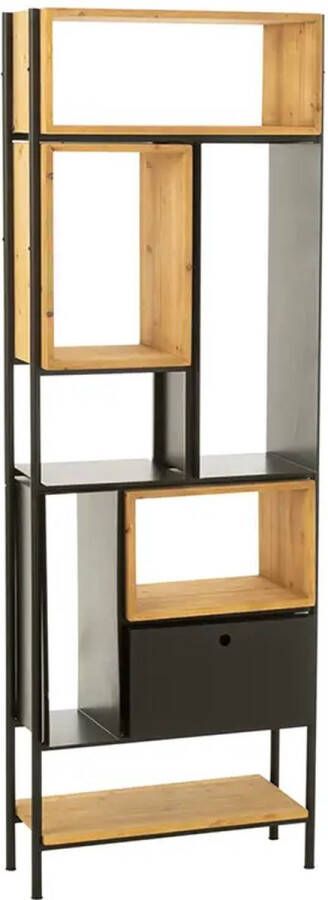 J-Line Schap Tina Hout Ijzer Zwart Naturel Small