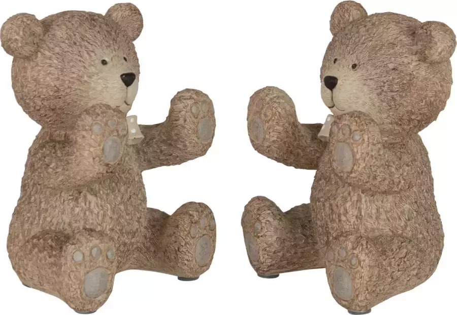 J-Line Teddy boekensteun – kunststof – lichtbruin 2 stuks – woonaccessoires