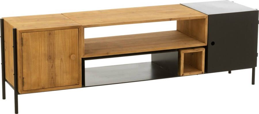 J-Line Set 3 Side Table Wood Check Pattern Brown Beige 57X38x56 5Cm