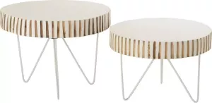J-Line Set Van 2 Tafels Ying Hout Metaal Wit