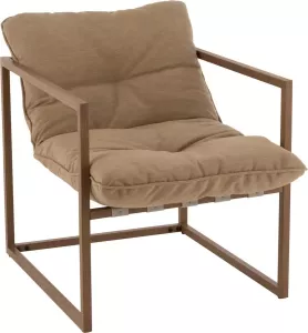 J-Line Stoel 1-Zit Metaal Textiel Beige Donker Bruin 2 stuks