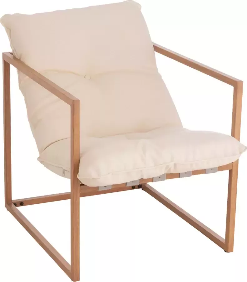 J-Line Stoel 1-Zit Metaal|Textiel Wit|Naturel 2 stuks