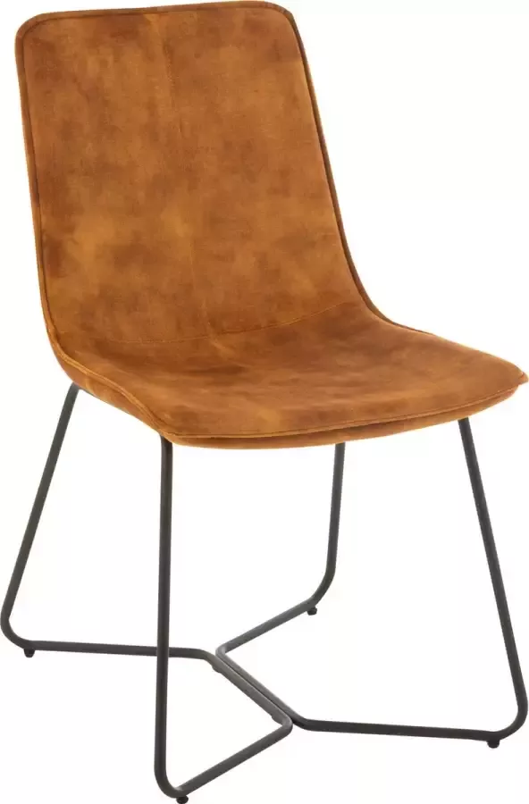 J-Line Stoel Catia Metaal Textiel Oker 2 stuks