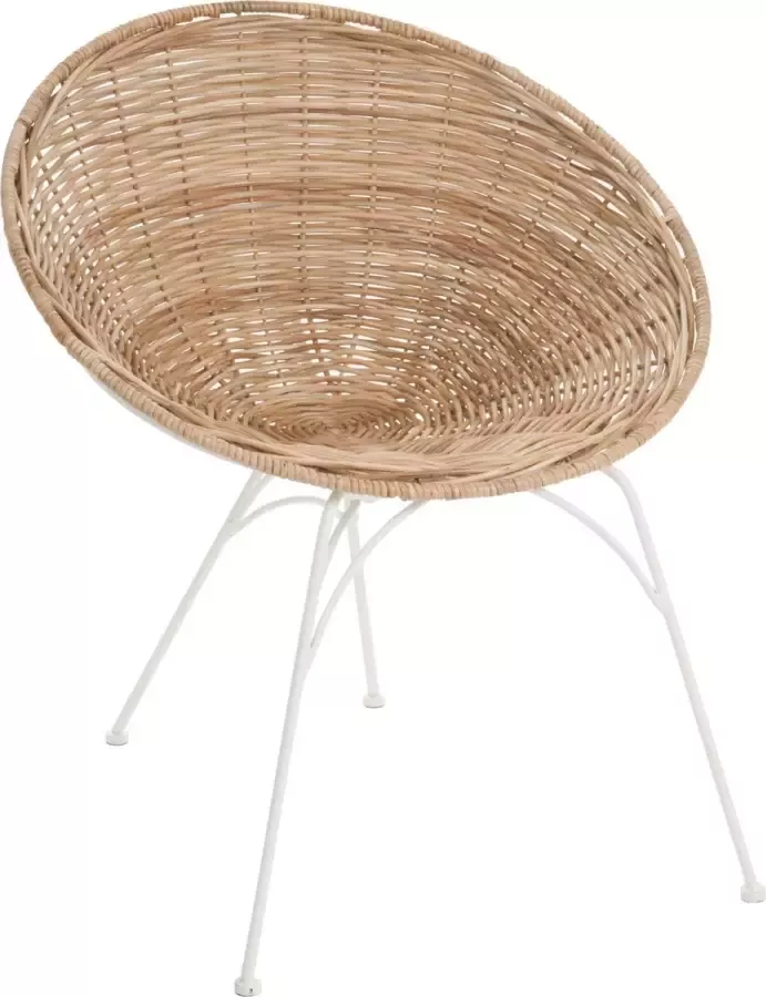 J-Line Stoel Ibiza Rond Rotan Naturel|Wit