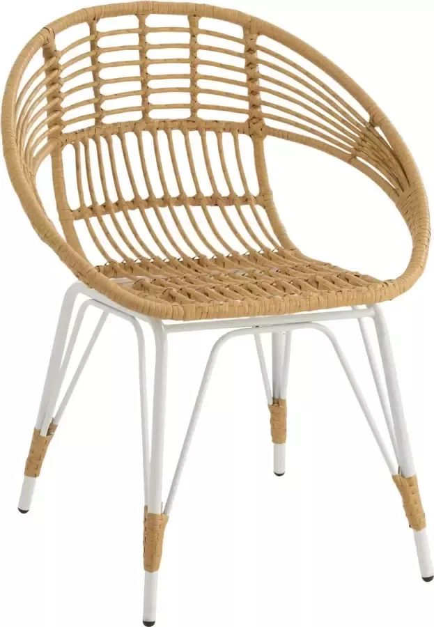 J-Line Jaenne Rattan stoel voor buiten metaal naturel 2 stuks woonaccessoires - Foto 1