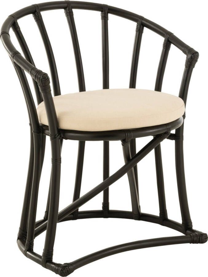 J-Line stoel + kussen jute textiel zwart wit