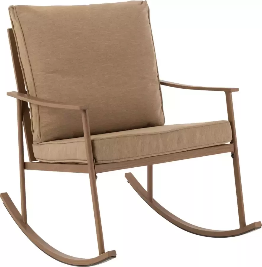 J-Line Stoel Schommel Metaal|Textiel Beige|Donker Bruin - Foto 1