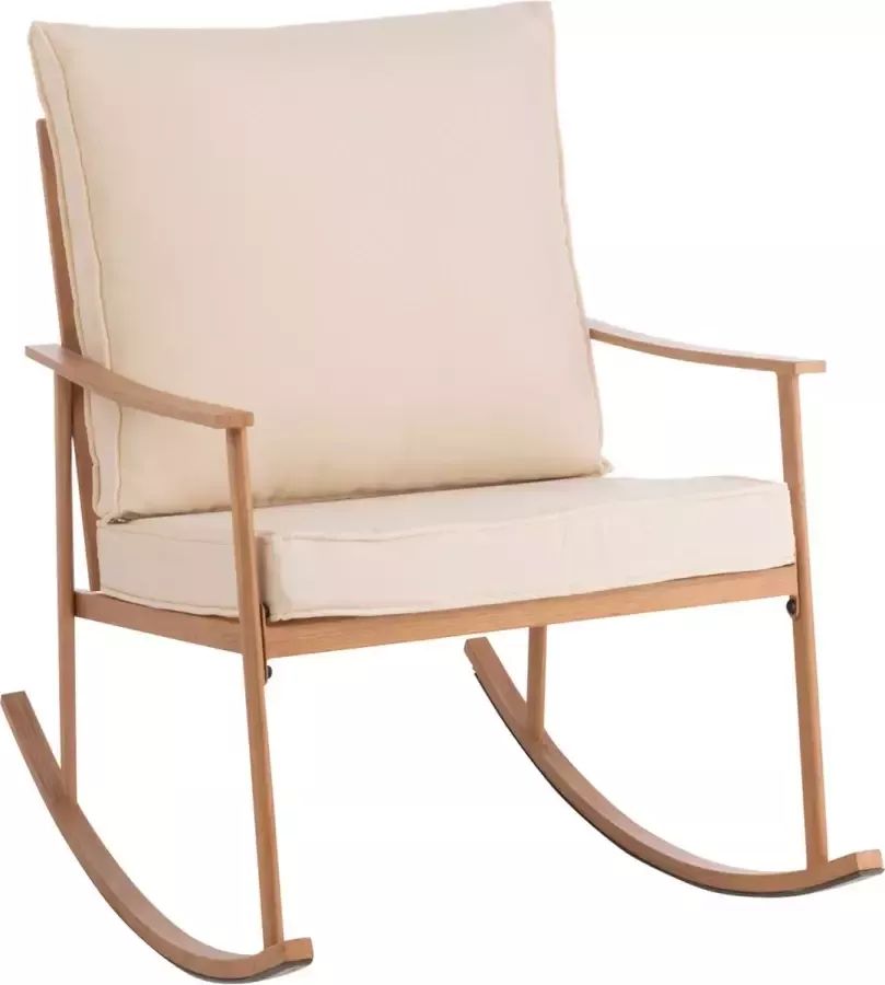 J-Line Stoel Schommel Metaal|Textiel Wit|Naturel