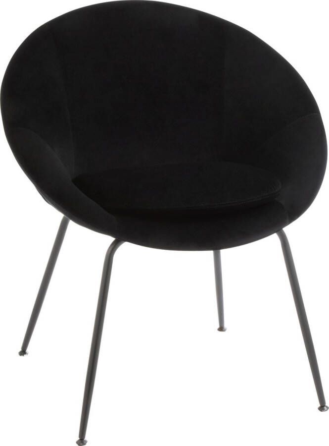 J-Line stoel Rond metaal textiel zwart 2 stuks