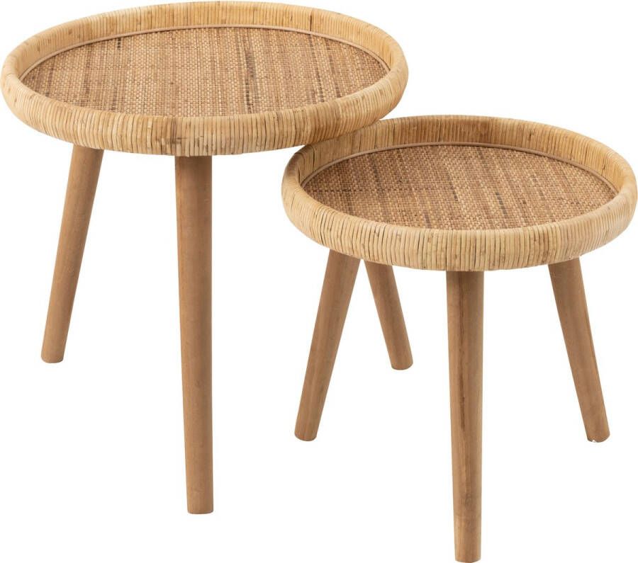 J-Line tafel Lurne hout naturel set van 2