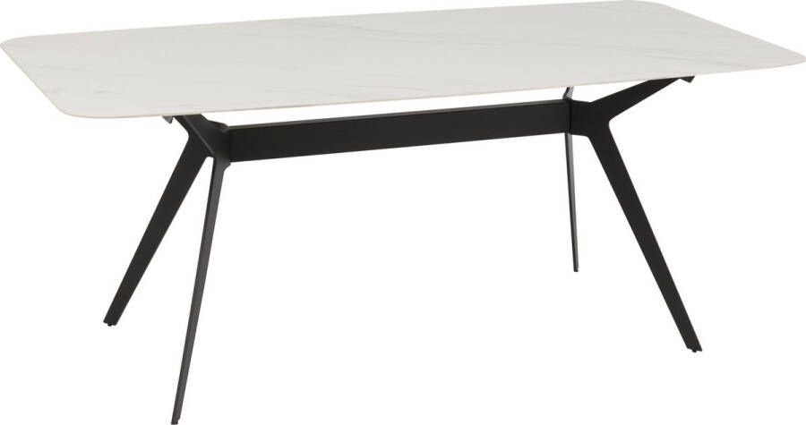 J-Line Rechthoek tafel eettafel porselein & metaal wit & zwart woonaccessoires
