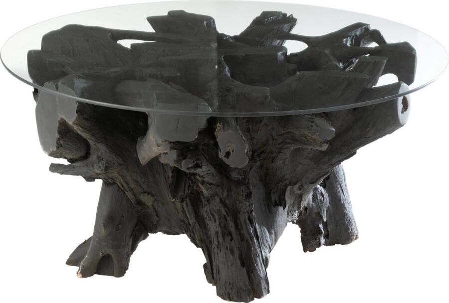 J-Line Tafel Wortels Hout Zwart 84.00 x 84.00 x 47.00 cm