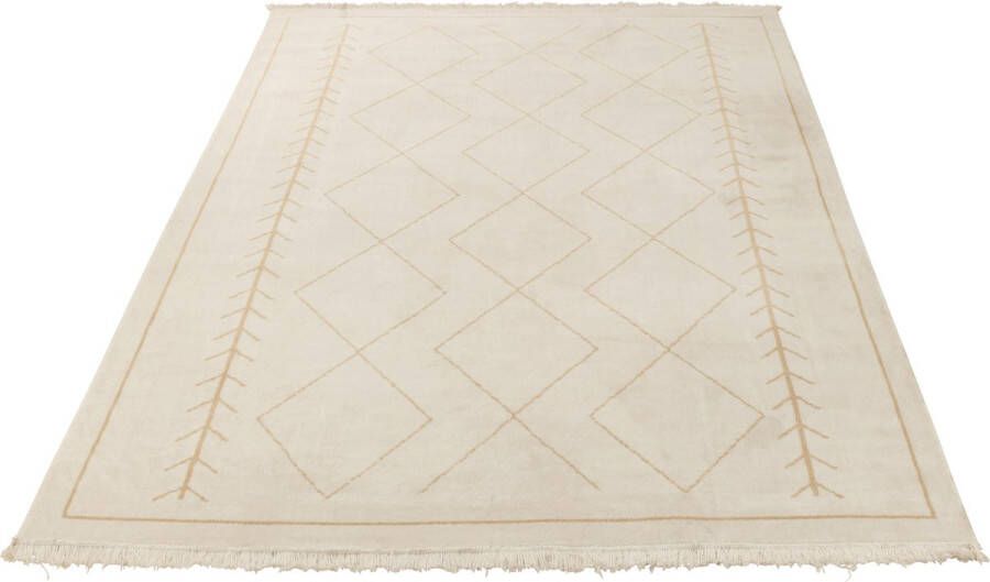 J-Line tapijt diamanten pijlen polyester wit beige