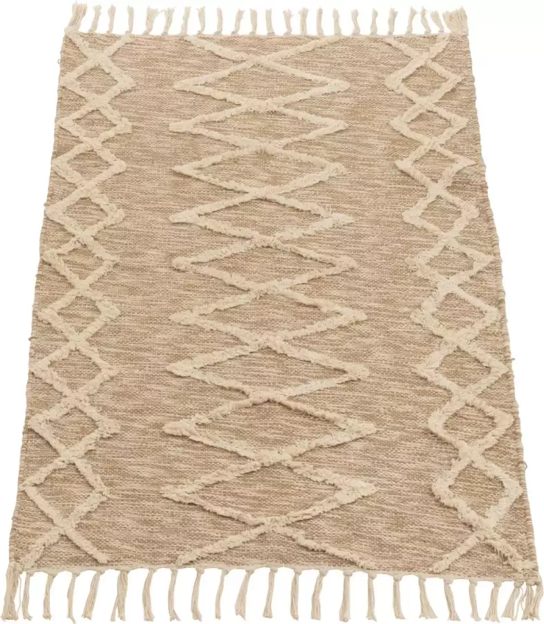 J-Line Zita tapijt vloerkleed katoen beige woonaccessoires Vloerkleed 105 x 61 cm - Foto 1