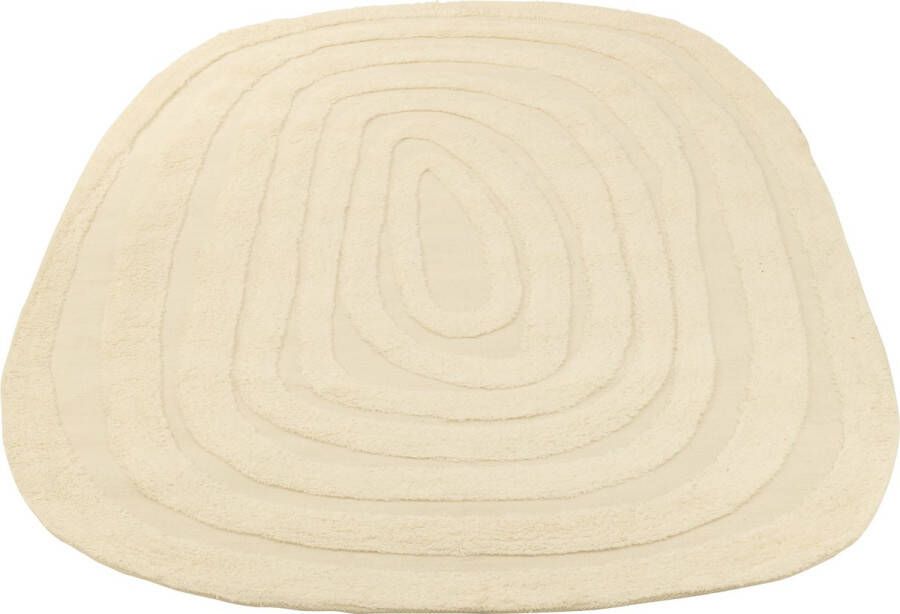 J-Line tapijt Ovaal Strepen vloerkleed wol creme