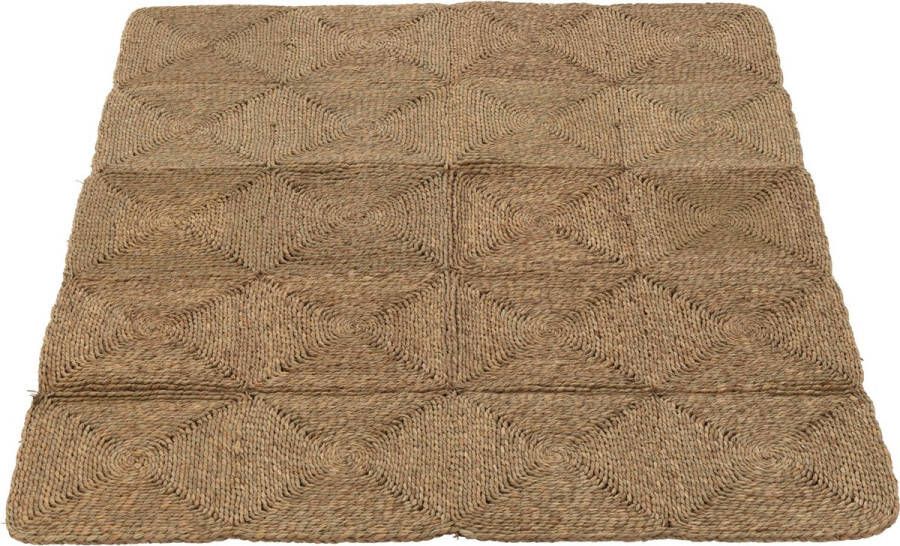 J-Line tapijt Vierkanten Geweven Touw polyester naturel