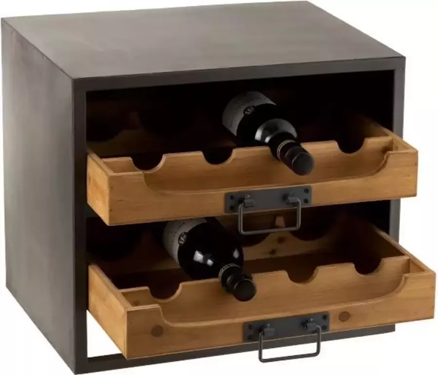 J-Line wijnkast wijnflessen metaal hout 38 x 43 5 x 35 cm