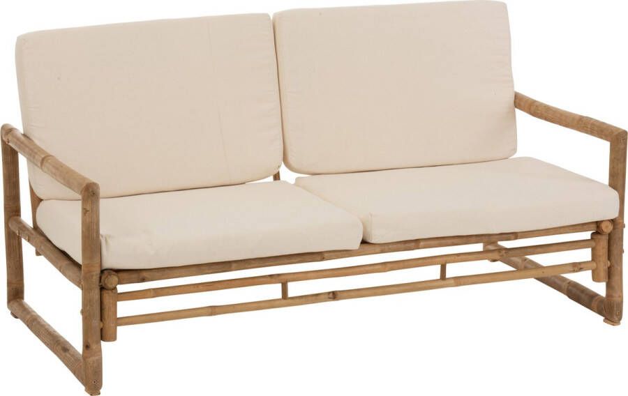 J-Line Zetel 2 Personnen Bamboe+Textiel Naturel Wit