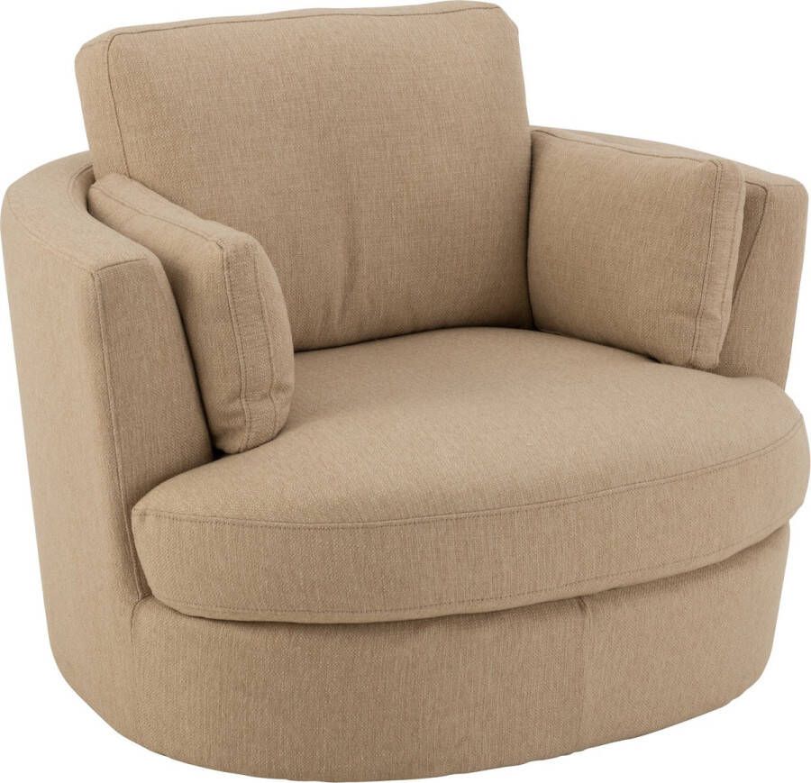 J-Line Loungestoel Swiv Hout Textiel Beige - Foto 1