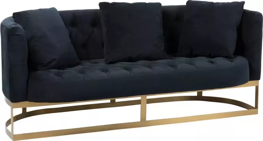 J-Line Zetel Knopen 2Kussens Wilson 2Personen Fluweel Metaal Berk Antraciet Goud