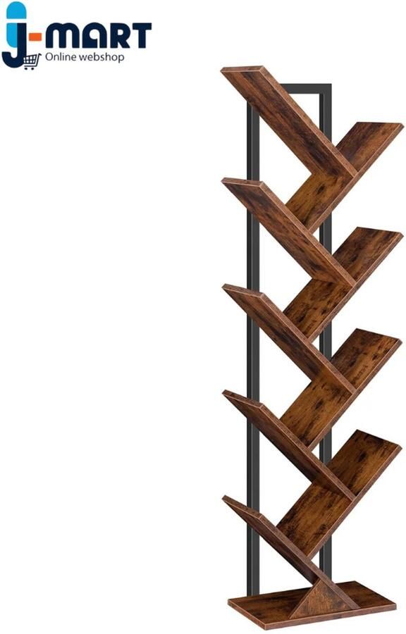 J-mart Boekenkast Boomvormig Boekenrek Industrieel Boekenrek Boekenplanken Geschikt voor Kinderkamer 34 x 20 x 116 cm