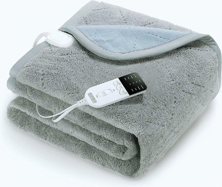 Jacer Elektrische Deken Met Verwijdering Van Mijten Automatische Uitschakeling Dubbel 180 X 150 Cm 4 Warmte-Instellingen Waterdichte Beveiliging Energiezuinig Automatische Uitschakeltimer Bed Hittedeken CE RoHS Gecertificeerd