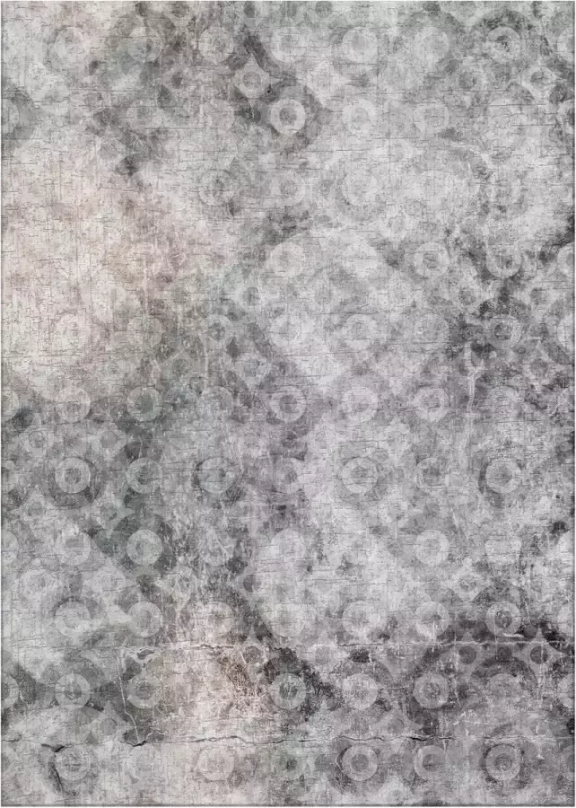 Jackie And The Fish Circle Discal Interference Vloerkleed 170x240 Rechthoek Laagpolig Tapijt Modern Beige Grijs Zwart - Foto 2