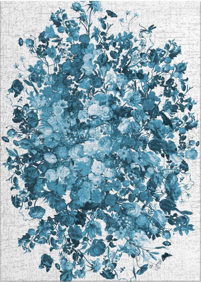 Jackie And The Fish Dutch Uncle Delft Blue Vloerkleed 200x295 Rechthoek Laagpolig Tapijt Modern Blauw Wit