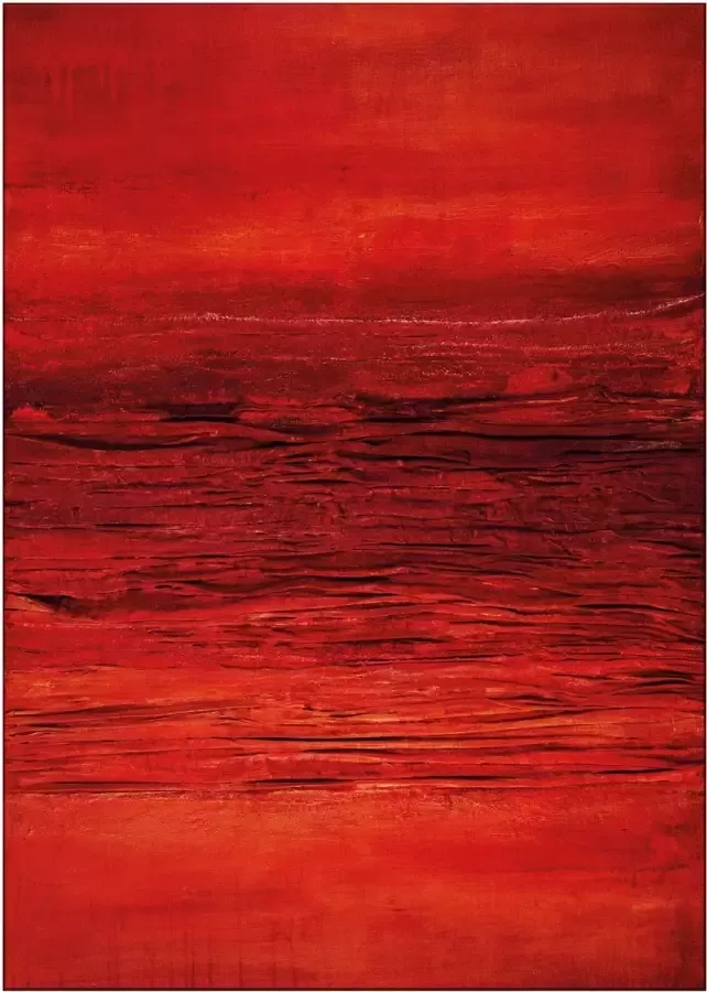 Jackie And The Fish Sun & Surf Red Sunset Vloerkleed 200x295 Rechthoek Laagpolig Tapijt Modern Rood Zwart