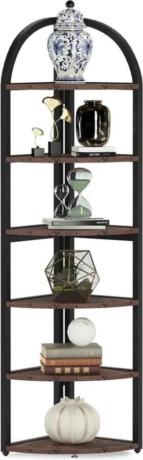 Jake Boss Life Tools Hoekkast Hoekrek Hoekkast Vakkenkast 6 lagen Hoekkast voor Efficiënt Ruimtegebruik Voor boeken en planten