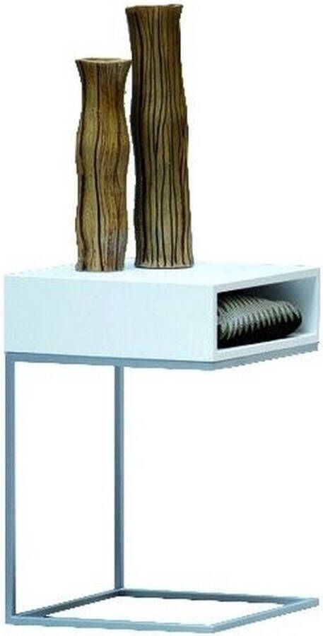 Jan Kurtz Dina bijzettafel Notenhout naturel Roestvrij staal