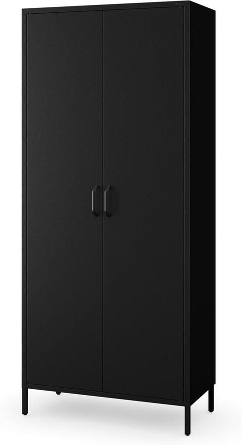 JAN NOWAK Metalen kledingkast glanzend Modern voor het opbergen van kleding Zwart