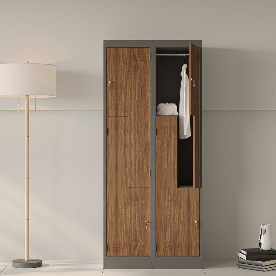 JAN NOWAK Metalen Kledingkast JULIA Eco Design Antraciet-Walnoot