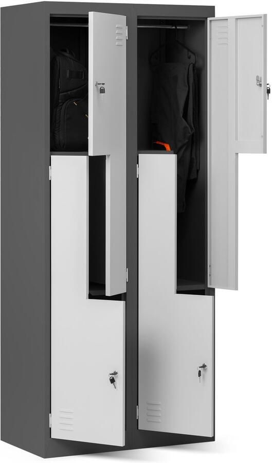 JAN NOWAK Metalen Kledingkast JULIA Kledingkast Antraciet-Wit