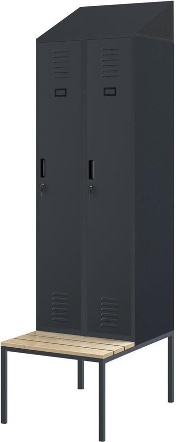 JAN NOWAK Metalen Kledingkast KACPER II PRO Kast met bank en dak Antraciet