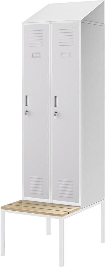 JAN NOWAK Metalen Kledingkast KACPER II PRO Kast met bank en dak Grijs