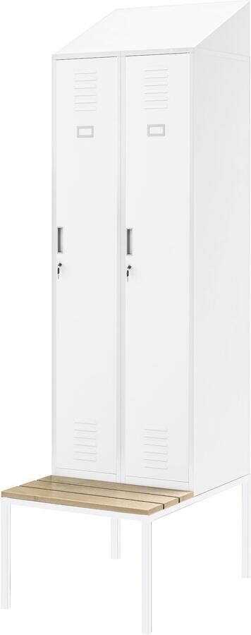 JAN NOWAK Metalen Kledingkast KACPER II PRO Kast met bank en dak Wit