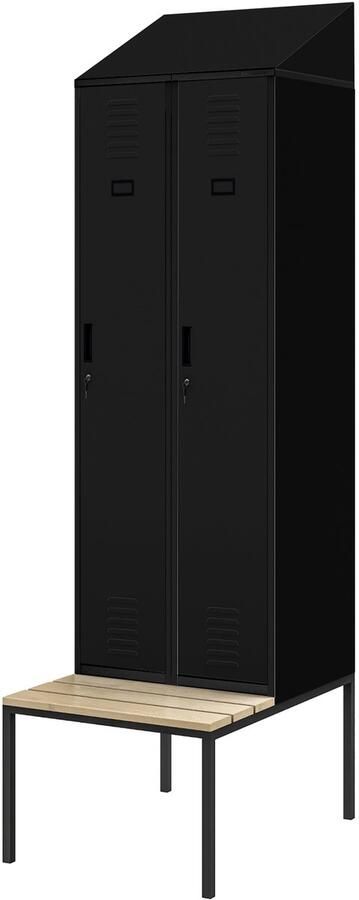 JAN NOWAK Metalen Kledingkast KACPER II PRO Kast met bank en dak Zwart