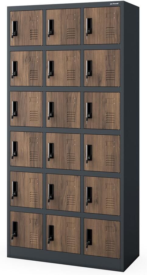 JAN NOWAK Metalen Kledingkast KAROL 18 inbouwkasten Antraciet-Walnoot
