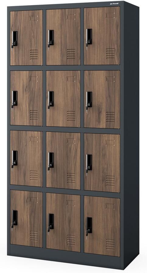 JAN NOWAK Metalen Kledingkast MARCIN Eco Design Antraciet-Walnoot