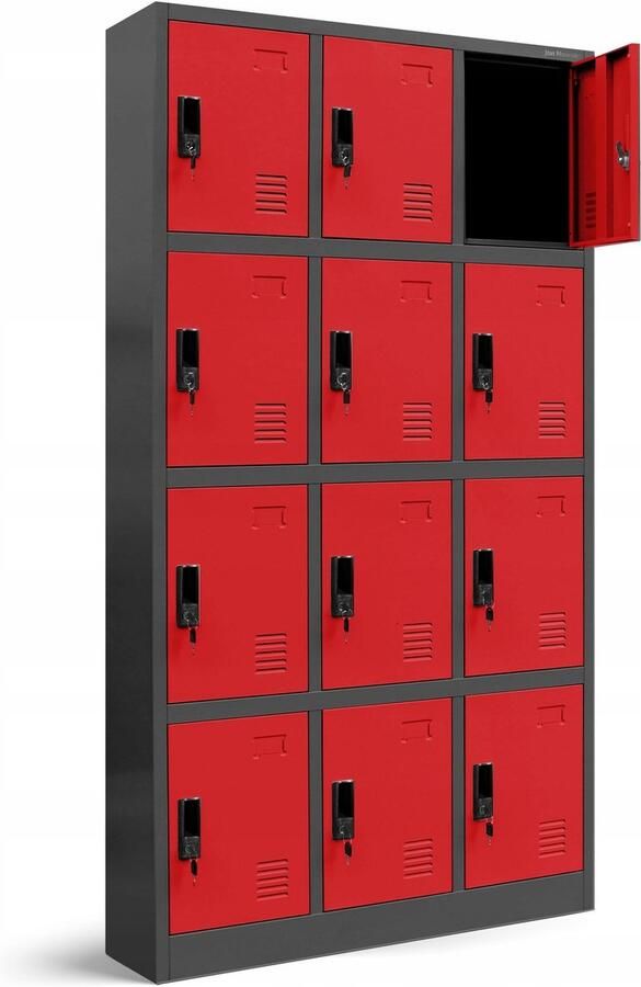JAN NOWAK Metalen Kledingkast MARCIN Werknemerskast Antraciet-Rood