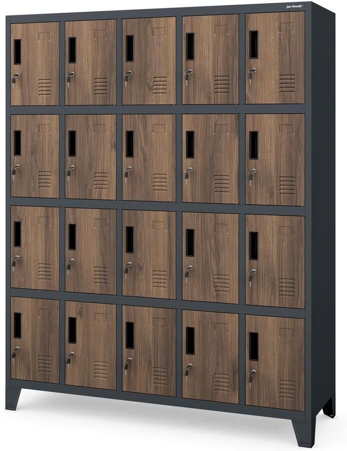 JAN NOWAK Metalen Kledingkast ROBERT Zwembadsysteem Antraciet-Walnoot