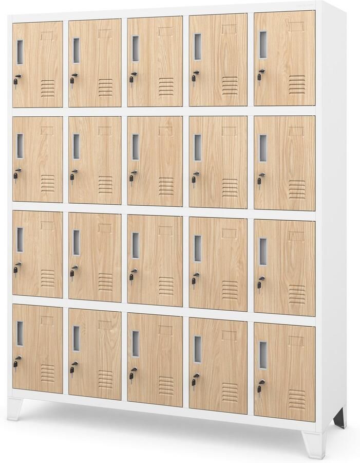 JAN NOWAK Metalen Kledingkast ROBERT Zwembadsysteem Wit-Eiken Sonoma