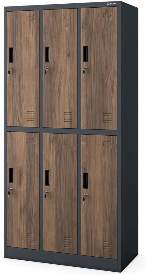 JAN NOWAK Metalen Kledingkast Sociaal voor het opbergen van kleding Kledingopslag Antraciet Walnoot