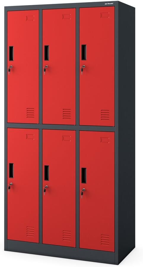 JAN NOWAK metalen sociale kledingkast IGOR Opbergkast Ruimtebesparend Antraciet Rood