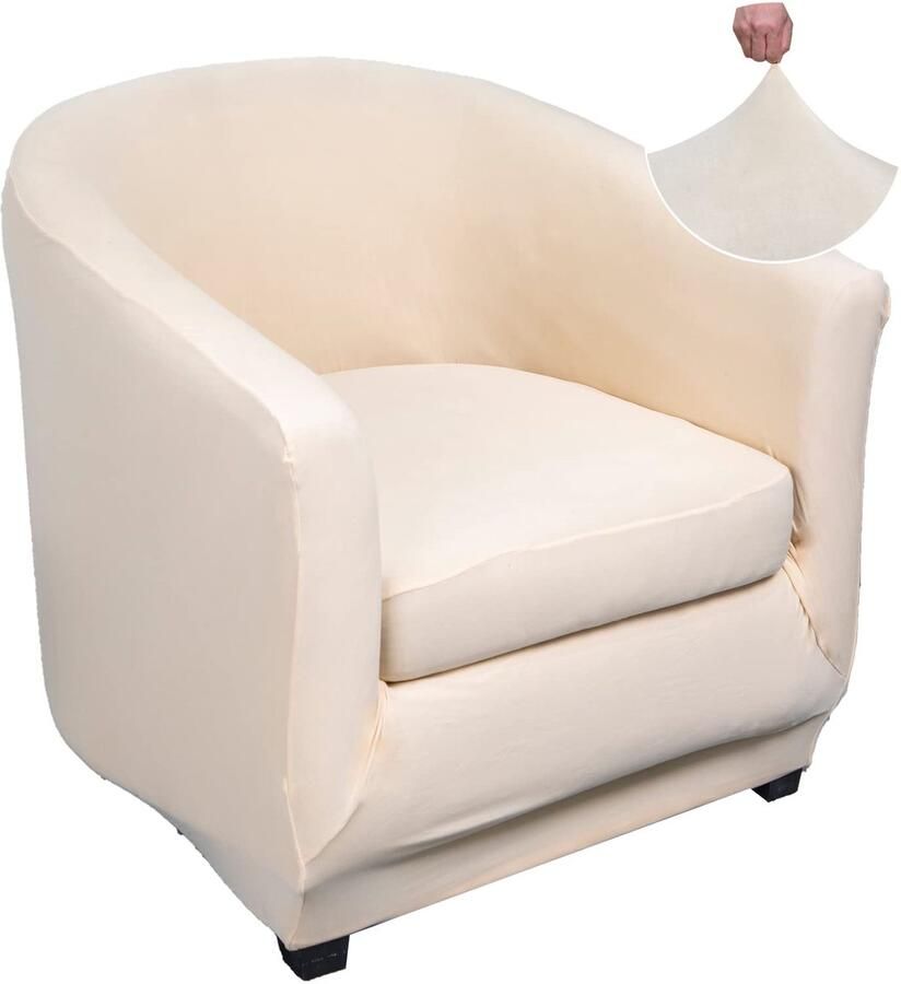 Jaotto Fauteuilbeschermer Fauteuilhoes Stretch Fauteuil Gooit Bankhoes Elastische Bankhoes Fauteuilhoes Fluwelen Fauteuilbeschermer Wasbaar Afneembaar voor Clubstoel Caféstoel Fauteuil (Beige 2 Stuks)