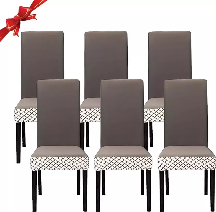 Jaotto Stoelhoezen 6 stuks universeel stoelhoezen stretch set van 6 modern stoelhoezen schommelstoelen elastisch duurzaam stoelhoezen voor eetkamer banketdecoratie lijn Cammella