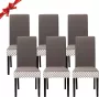 Jaotto Stoelhoezen 6 stuks universeel stoelhoezen stretch set van 6 modern stoelhoezen schommelstoelen elastisch duurzaam stoelhoezen voor eetkamer banketdecoratie lijn Cammella - Thumbnail 1