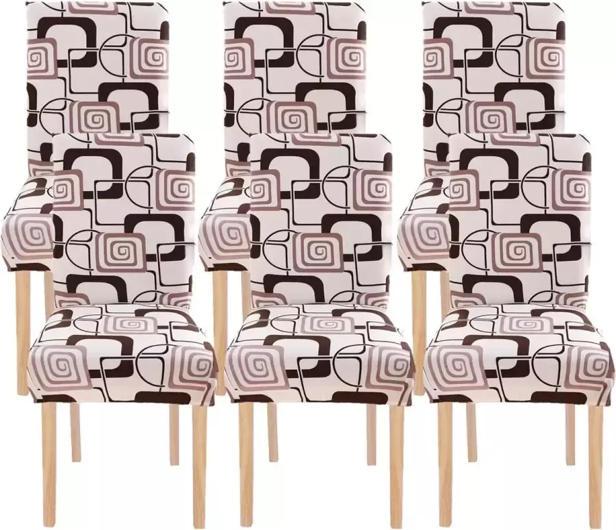 Jaotto Stoelhoezen 6 stuks universeel stretch set van 6 moderne elastische duurzame stoelhoezen voor eetkamer banket decoratie klassiek wit